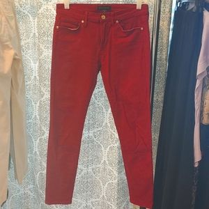EUC Banana Republic Women's Size 27/4 Crimson Red Velveteen Skinny Jean